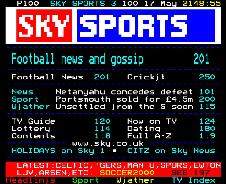 Sky Sports 3 from Monday 17th May 1999