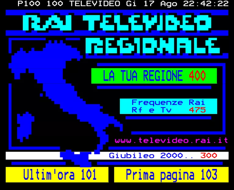 Rai 3 from Thursday 17th August 2000