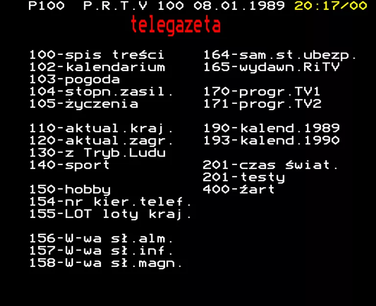 TVP2 from Sunday 8th January 1989