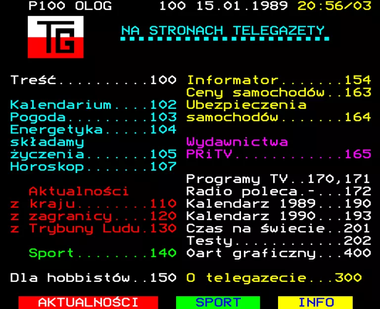 TVP1 from Sunday 15th January 1989