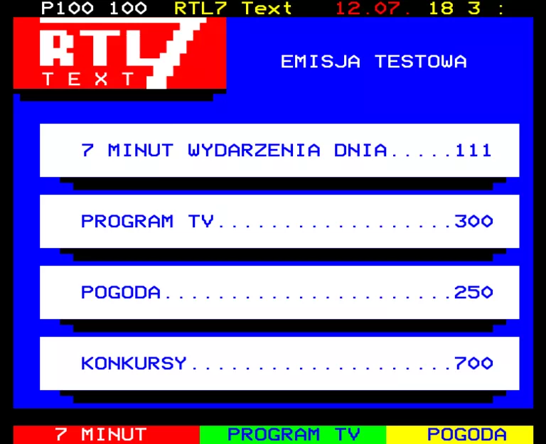 RTL7 (Poland) from Sunday 12th July 1998