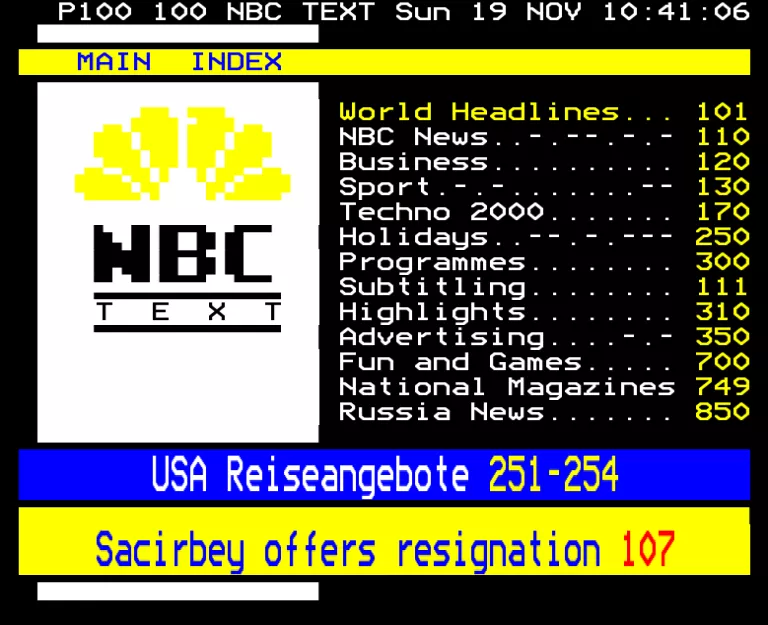 NBC Super Channel from Sunday 19th November 1995