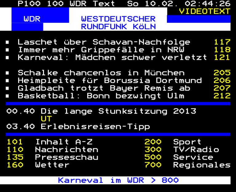 WDR from Sunday 10th February 2013