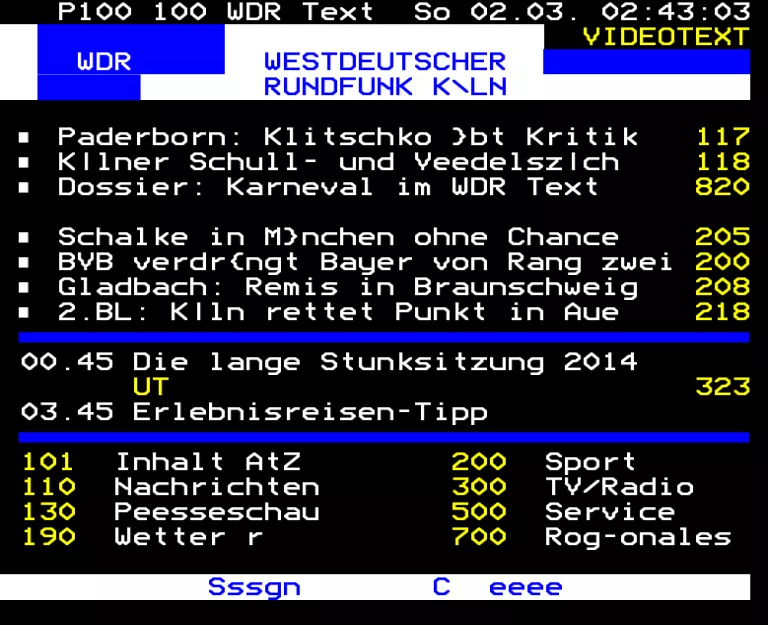 WDR from Sunday 2nd March 2014