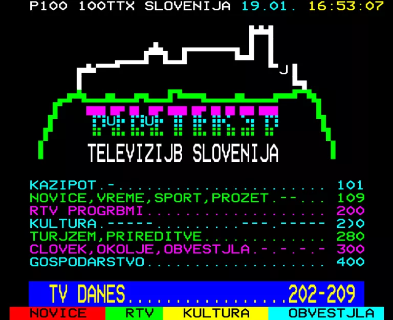 TV Slovenija from Saturday 19th January 1991