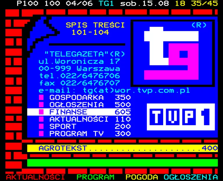 TVP1 from Saturday 15th August 1998