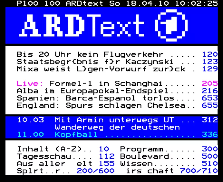 ARD from Sunday 18th April 2010