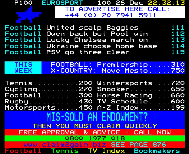 Eurosport from Monday 26th December 2005