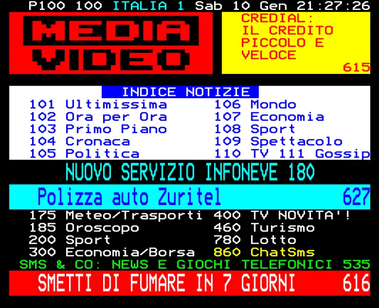 Italia 1 from Saturday 10th January 2004