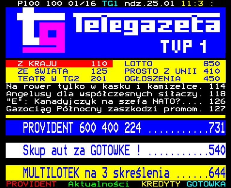 TVP1 from Sunday 25th January 2009