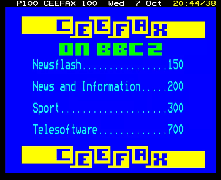 BBC2 from Wednesday 7th October 1987