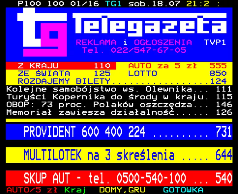 TVP1 from Saturday 18th July 2009
