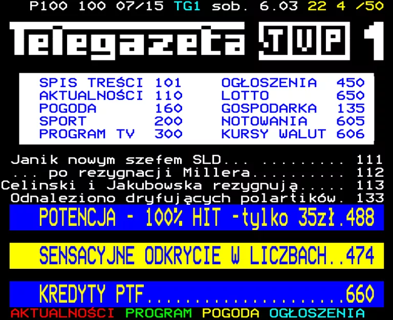 TVP1 from Saturday 6th March 2004