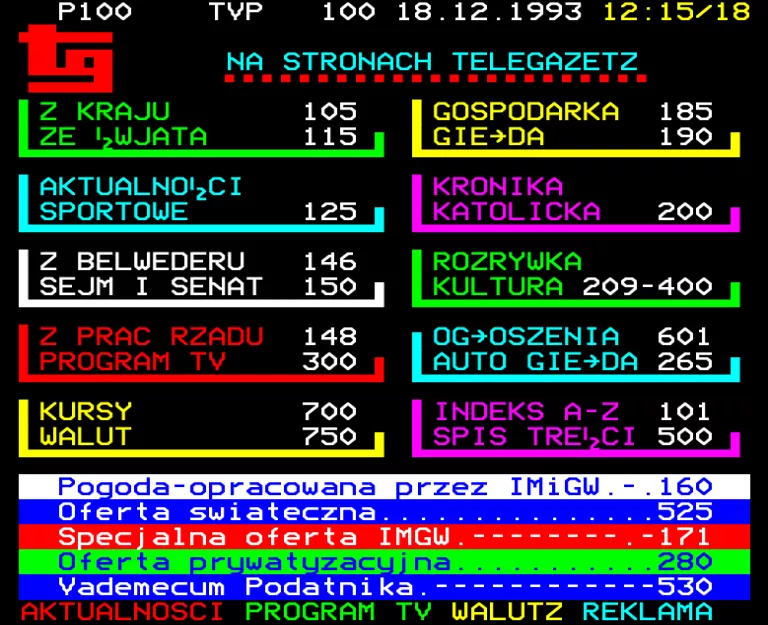 TVP2 from Saturday 18th December 1993