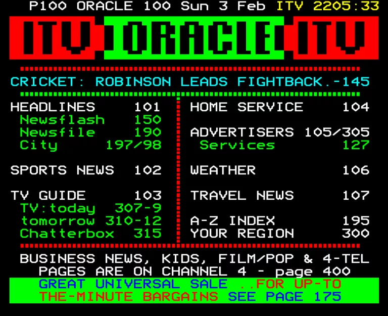 Ulster from Sunday 3rd February 1985