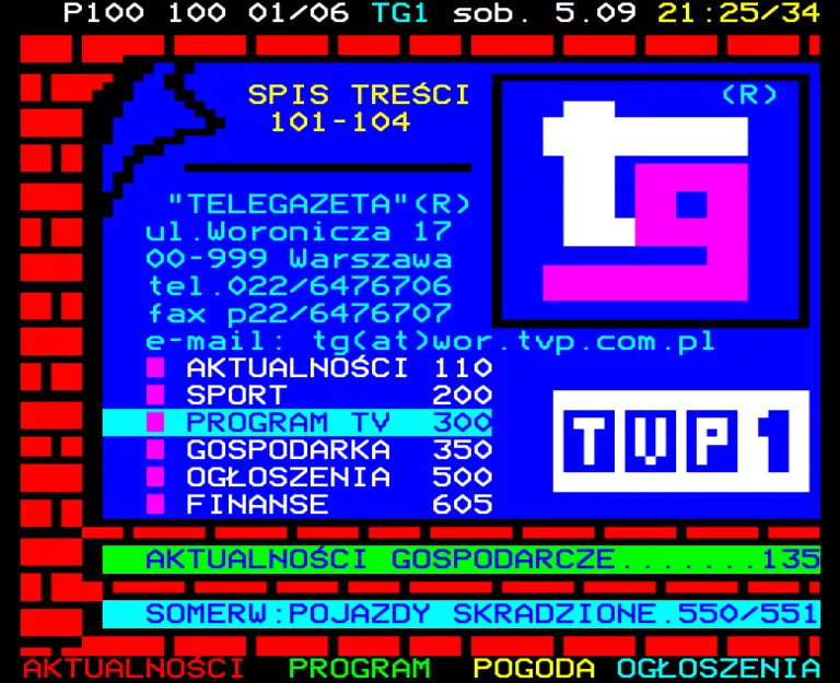 TVP1 from Saturday 5th September 1998