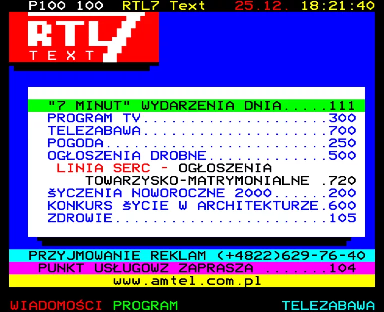 RTL7 (Poland) from Saturday 25th December 1999