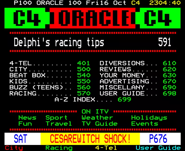 Channel Four from Friday 16th October 1992