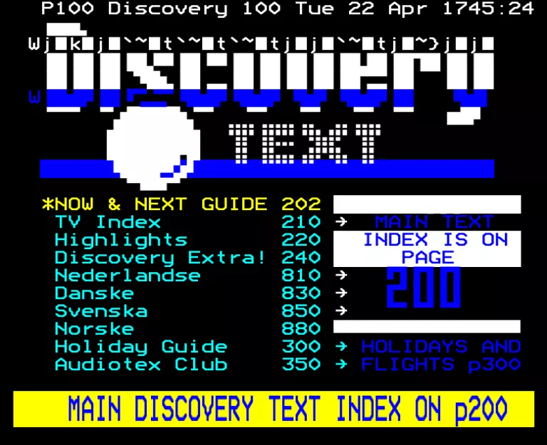 Discovery Channel from Tuesday 22nd April 1997