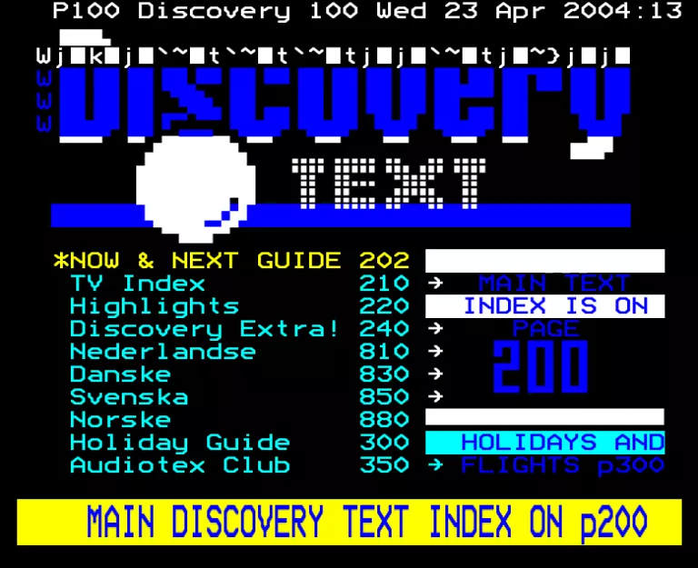 Discovery Channel from Wednesday 23rd April 1997