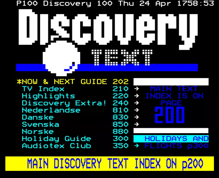Discovery Channel from Thursday 24th April 1997