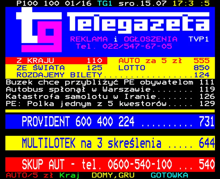 TVP1 from Wednesday 15th July 2009
