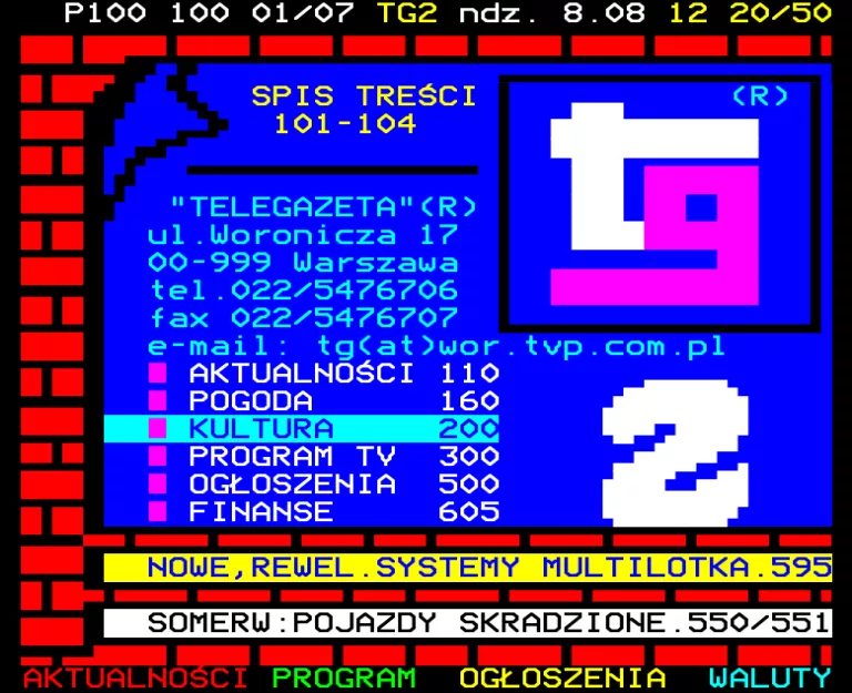 TVP2 from Sunday 8th August 1999