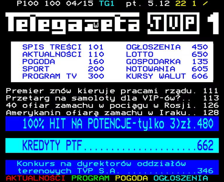 TVP1 from Friday 5th December 2003