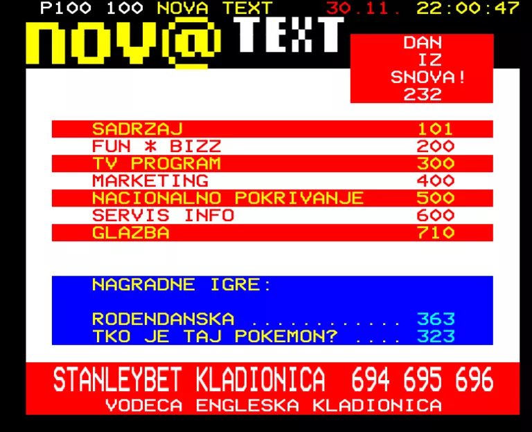 Nova TV from Friday 30th November 2001