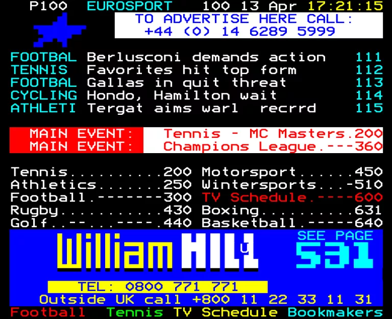 Eurosport from Wednesday 13th April 2005