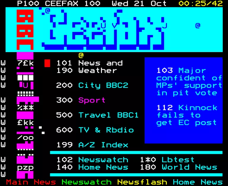 BBC1 from Wednesday 21st October 1992