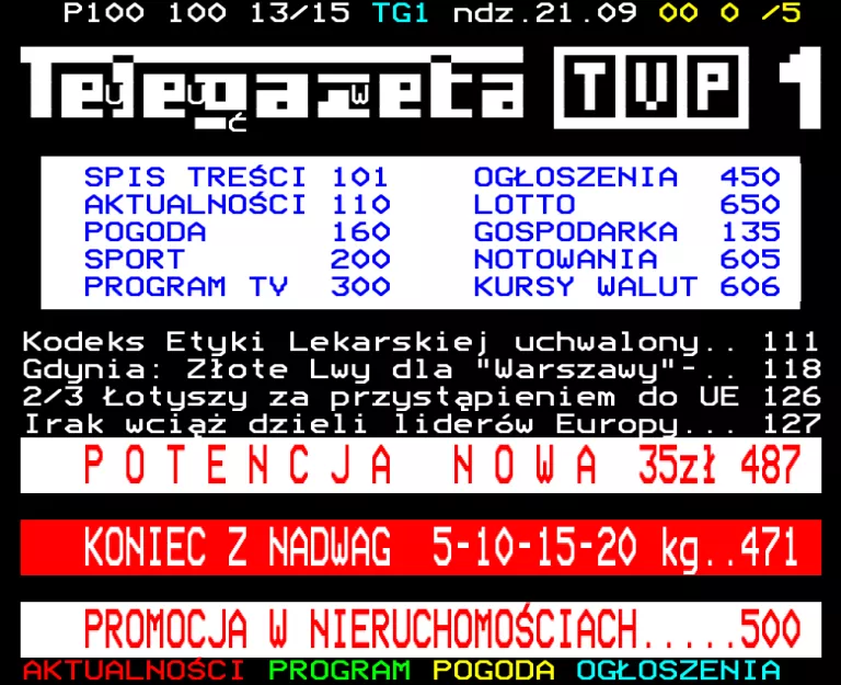 TVP1 from Saturday 20th September 2003