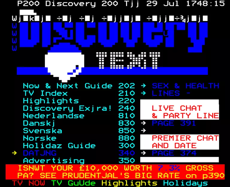 Discovery Channel from Tuesday 29th July 1997