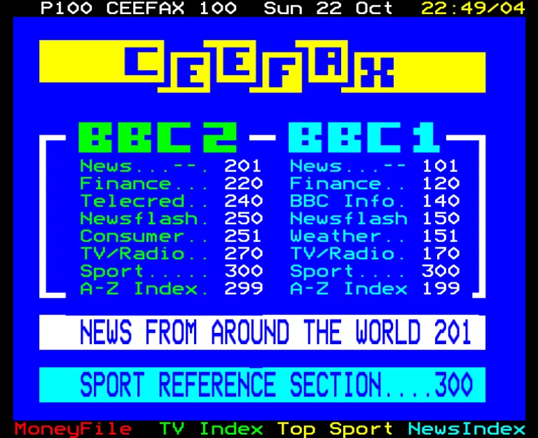 BBC2 from Sunday 22nd October 1989