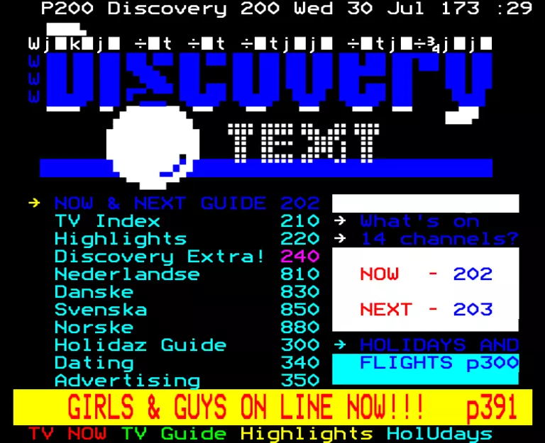 Discovery Channel from Wednesday 30th July 1997