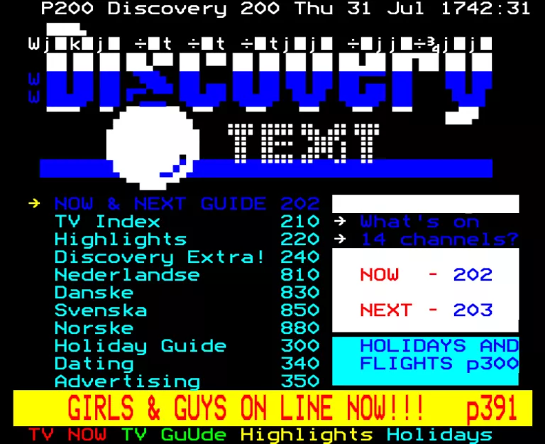 Discovery Channel from Thursday 31st July 1997