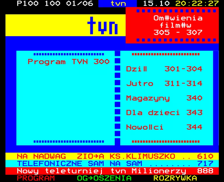 TVN from Friday 15th October 1999