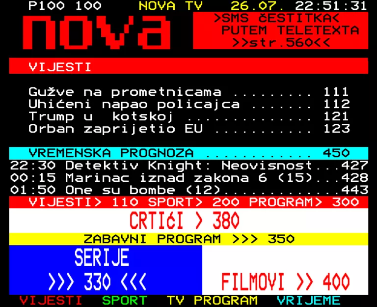 Nova TV from Saturday 26th July 2025