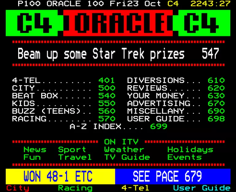 Channel Four from Friday 23rd October 1992