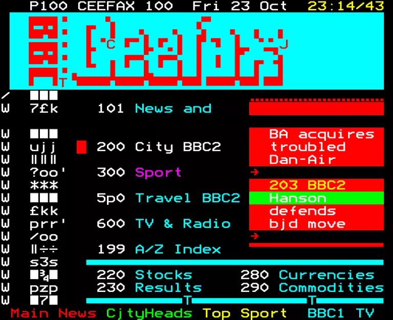 BBC1 from Friday 23rd October 1992