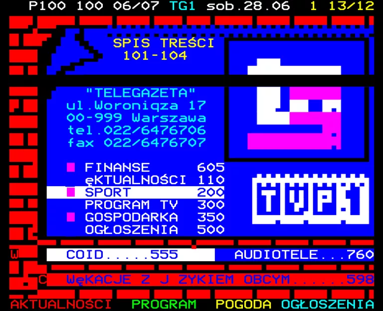 TVP1 from Saturday 28th June 1997