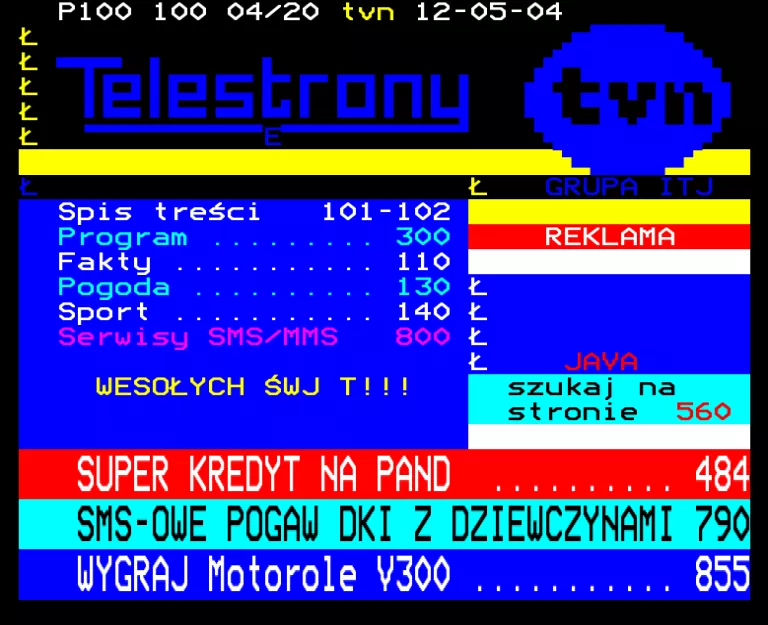 TVN from Monday 12th April 2004