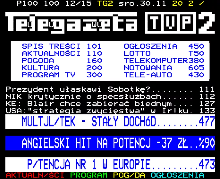 TVP2 from Wednesday 30th November 2005