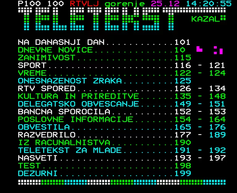 TV Ljubljana from Sunday 25th December 1988
