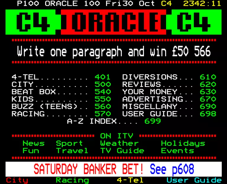 Channel Four from Friday 30th October 1992